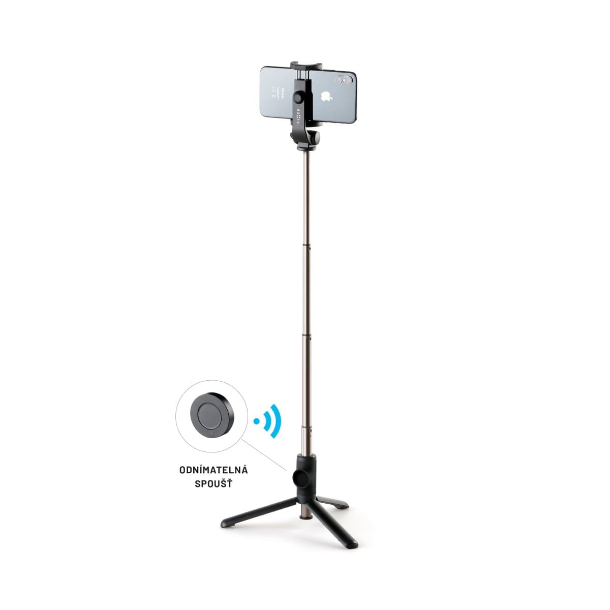 Selfie stick s tripodem FIXED Snap Lite a bezdrátovou spouští, černý - náhled 1