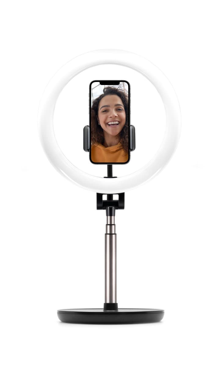 Stativ s kruhovým LED svítidlem a ovládáním na USB kabelu FIXED LEDRing Lite, černý - náhled 1