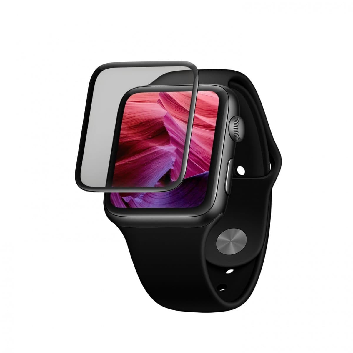 Ochranné tvrzené sklo FIXED 3D Full-Cover pro Apple Watch 42mm s aplikátorem, s lepením přes celý displej, černé - náhled 1