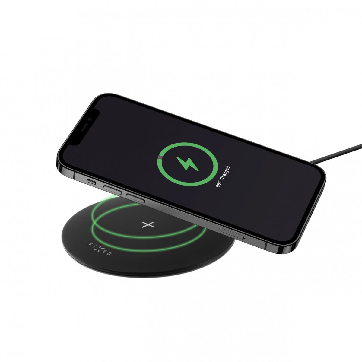 Podložka pro rychlé bezdrátové nabíjení telefonu FIXED SlimPad, 15W, černá - náhled 1