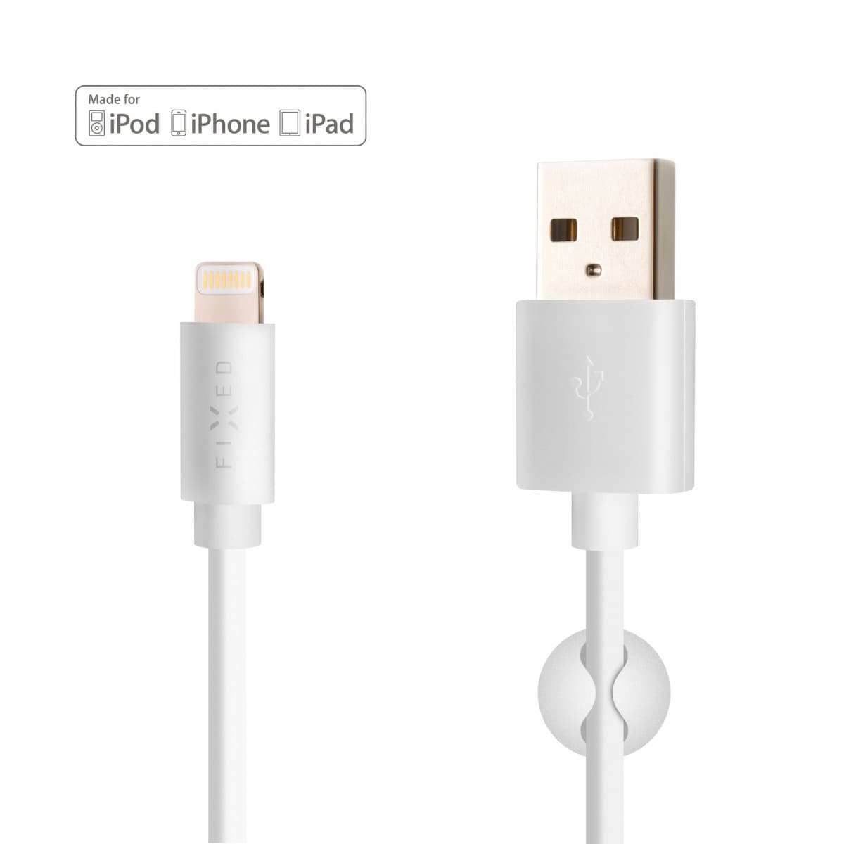 Dlouhý datový a nabíjecí kabel FIXED s konektory USB/Lightning, 2 metry, MFI certifikace, bílý - náhled 1