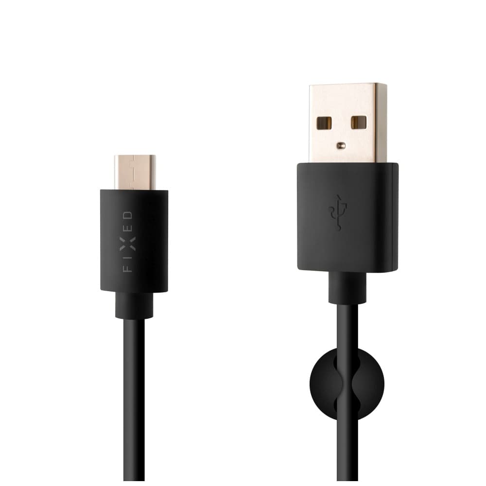 Datový a nabíjecí kabel FIXED s konektory USB/USB-C, USB 2.0, 1 metr, černý - náhled 1