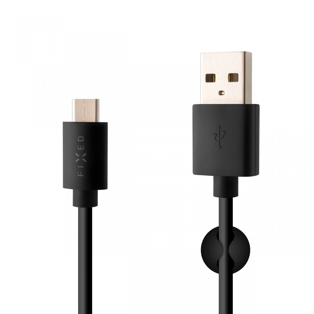 Dlouhý datový a nabíjecí kabel FIXED s konektory USB/USB-C, USB 2.0, 2 metry, černý - náhled 1