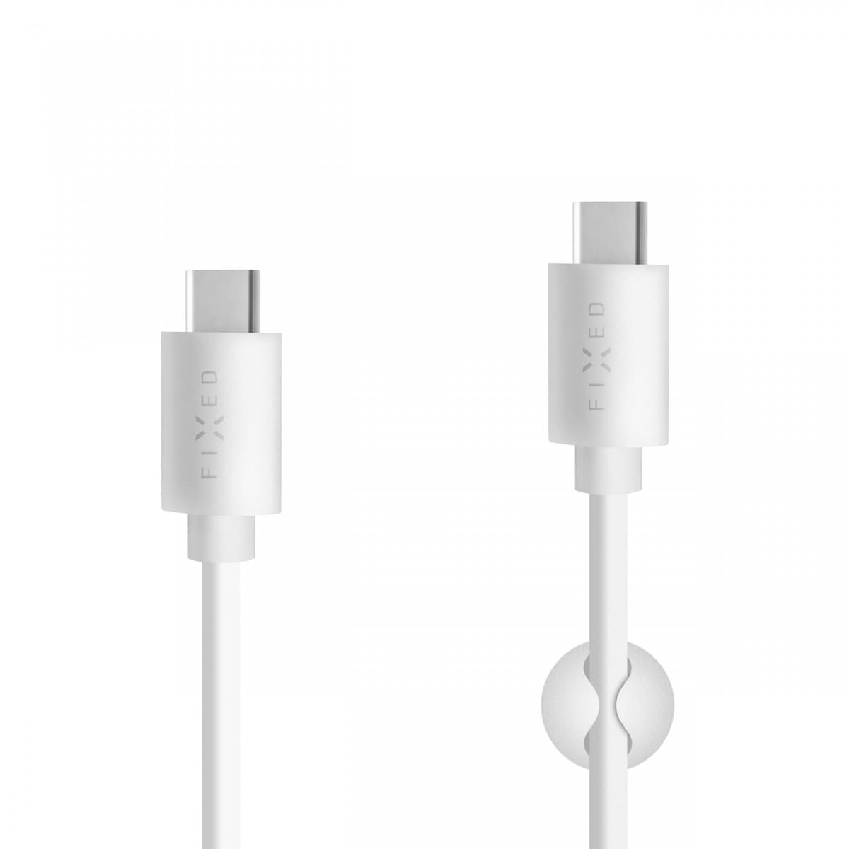 Dlouhý datový a nabíjecí kabel FIXED s konektory USB-C/USB-C a podporou PD, USB 2.0, 2 metry, 60W, bílý - náhled 1