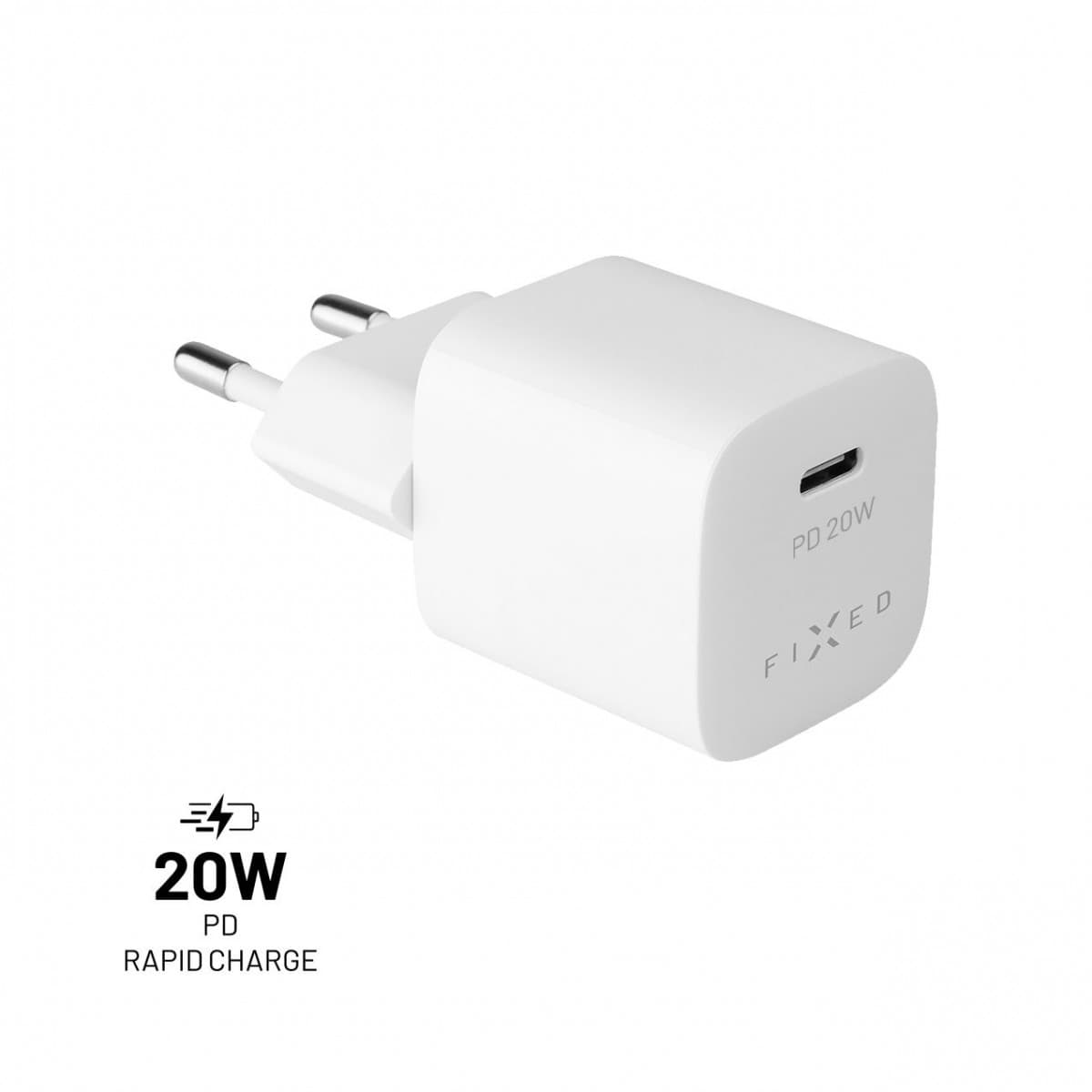 Síťová nabíječka FIXED Mini s USB-C výstupem a podporou PD, 20W, bílá - náhled 1