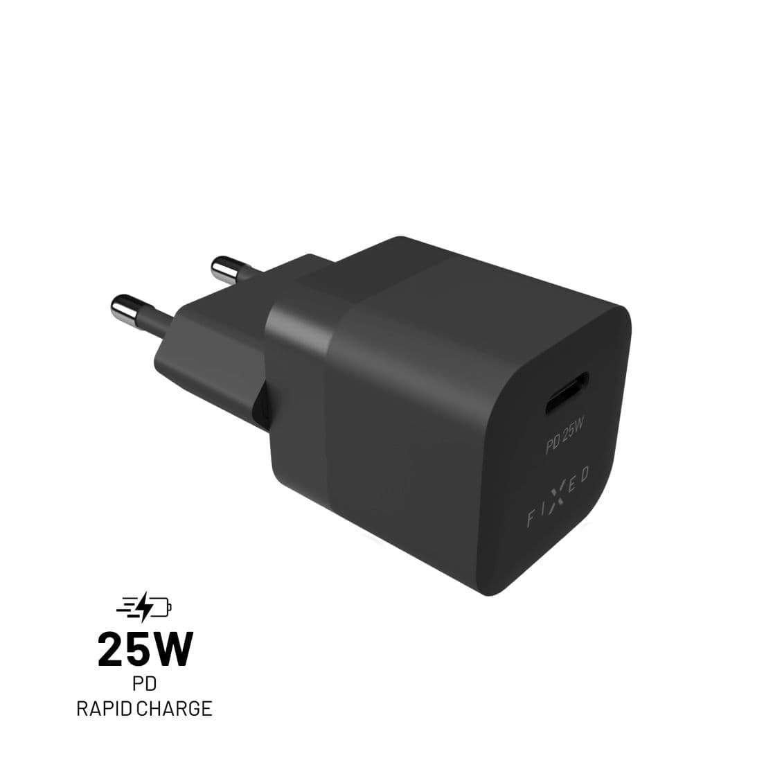 Síťová nabíječka FIXED Mini s USB-C výstupem a podporou PD, 25W, černá - náhled 1