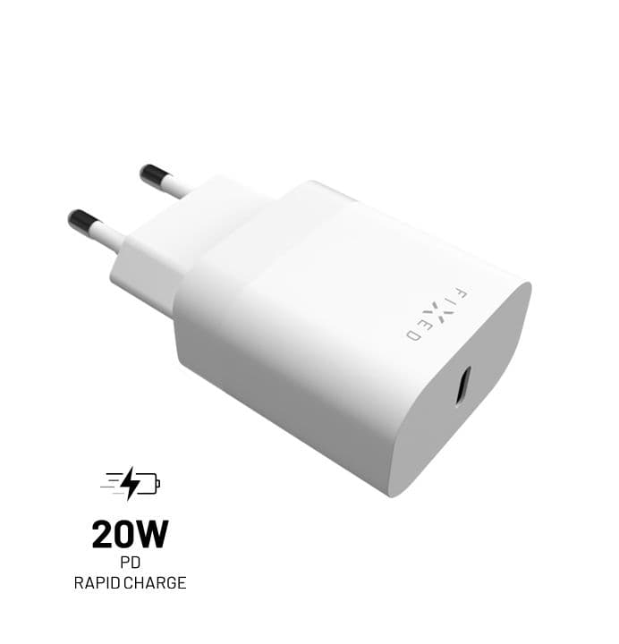 Síťová nabíječka FIXED s USB-C výstupem a podporou PD, 20W, bílá - náhled 1