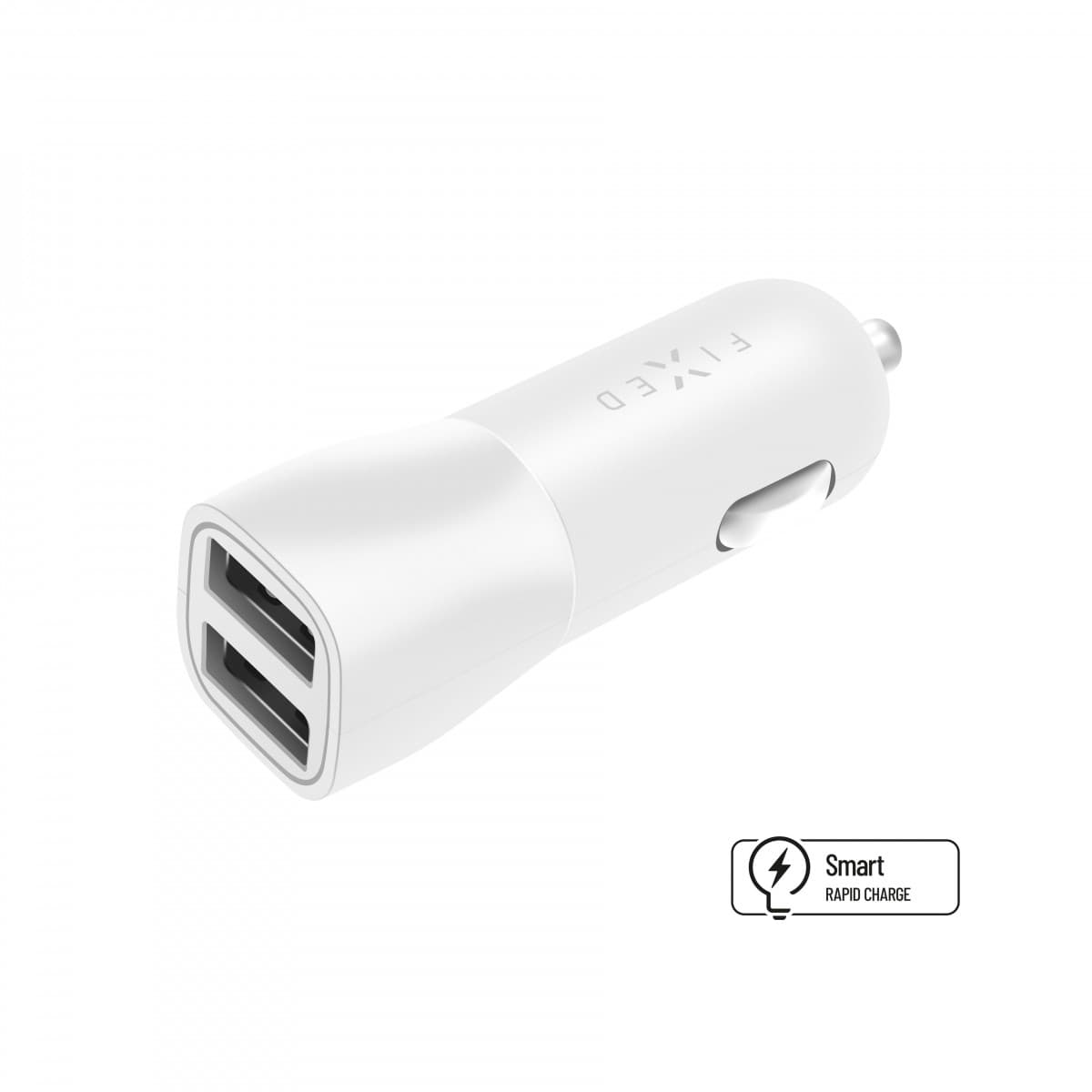 Autonabíječka FIXED s 2xUSB výstupem, 15W Smart Rapid Charge, bílá - náhled 1