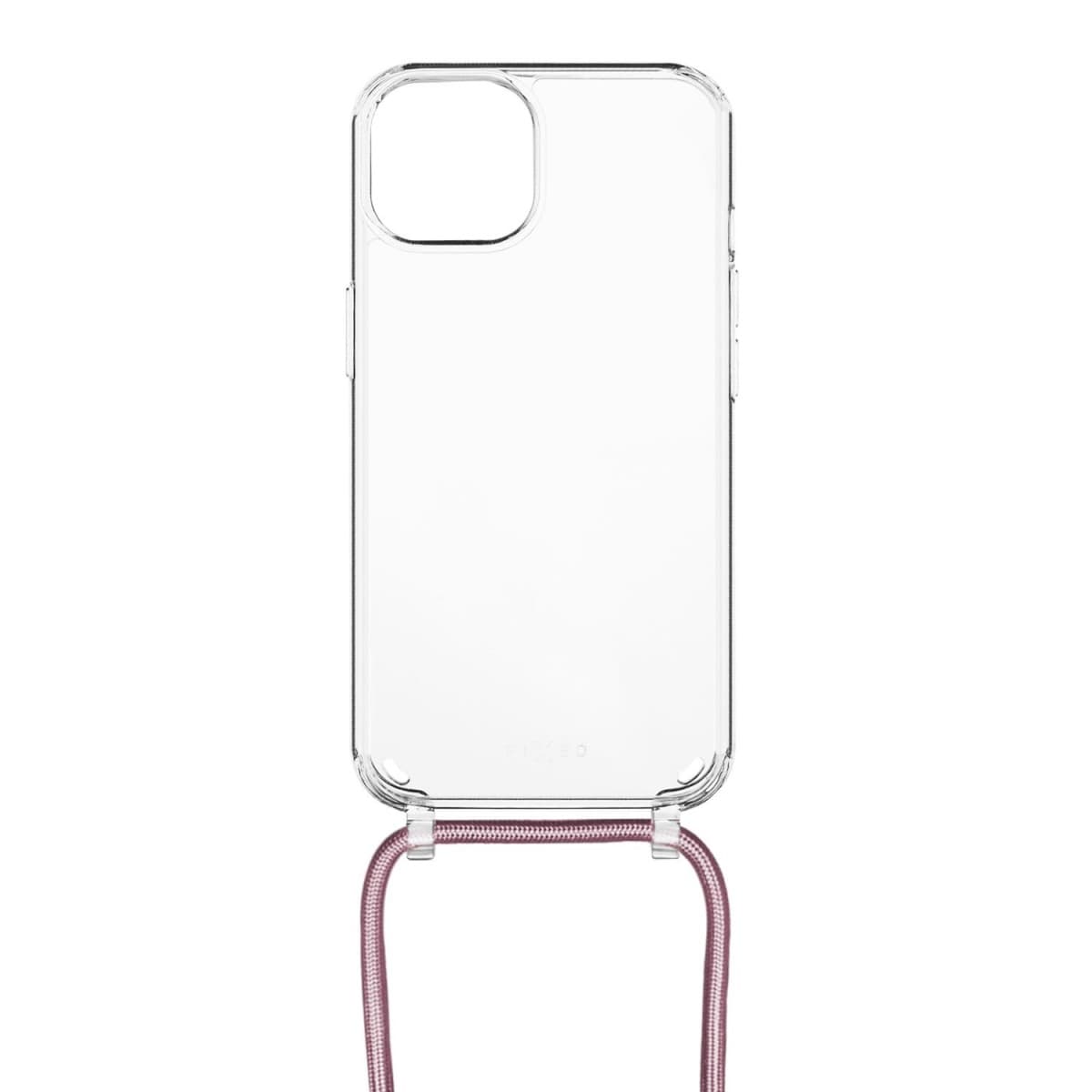 Pouzdro FIXED Pure Neck s růžovou šňůrkou na krk pro Apple iPhone 14 Plus - náhled 1