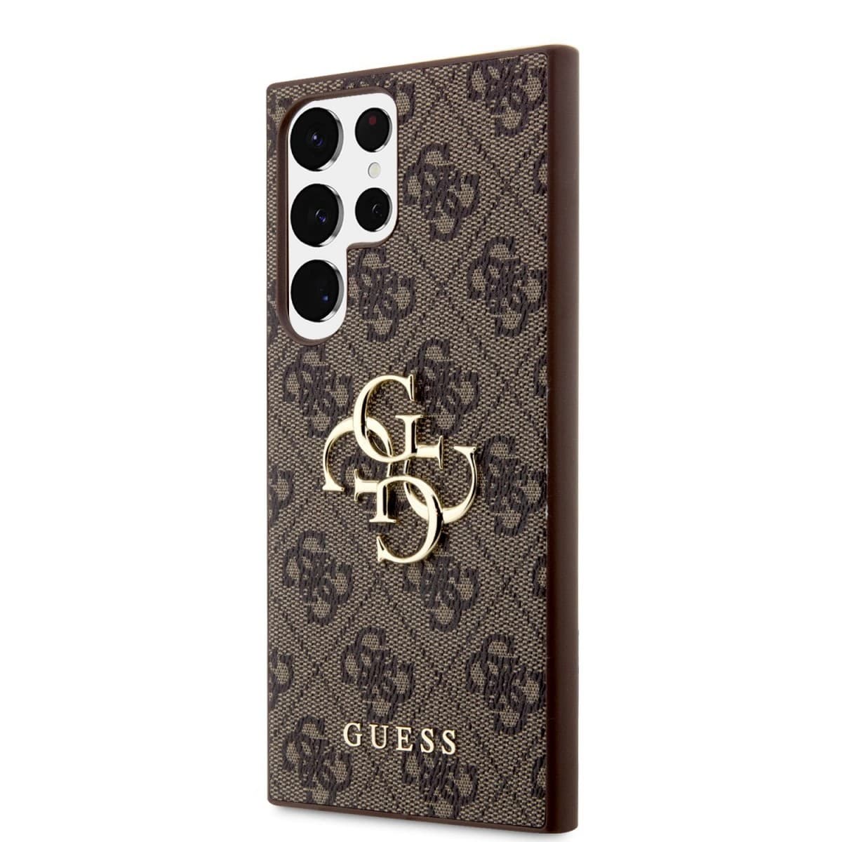 Guess PU 4G Metal Logo Zadní Kryt pro Samsung Galaxy S23 Ultra Brown - náhled 1