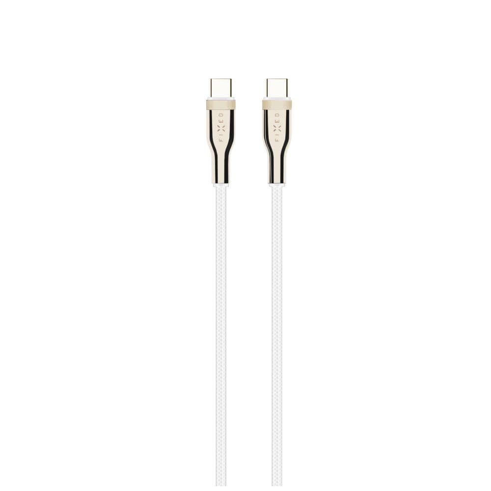 Krátký nabíjecí a datový opletený kabel FIXED s konektory USB-C/USB-C a podporou PD, 0.5 m, USB 2.0, 100W, bílý - náhled 1