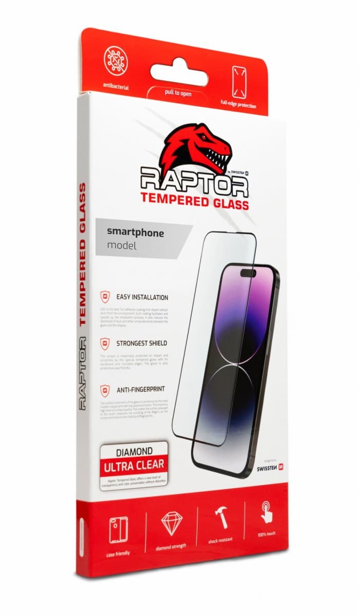 Tvrzené sklo Swissten Raptor Diamond Ultra Clear 3D na iPhone 14 Pro černé - náhled 1