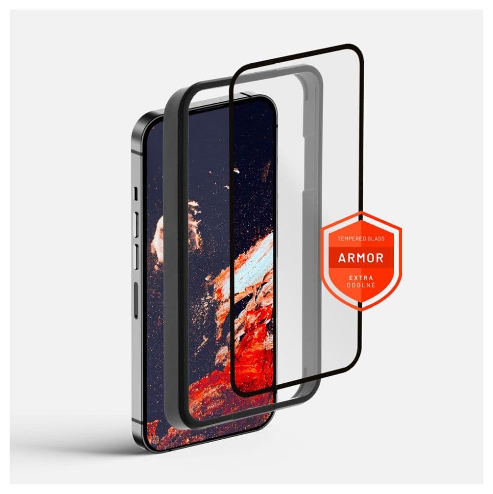 Prémiové ochranné tvrzené sklo FIXED Armor s aplikátorem pro Apple iPhone 15 Plus, černé - náhled 1