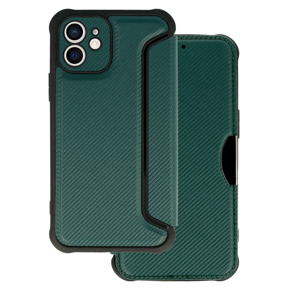 Pouzdro Razor Carbon Book pro Iphone 12 tmavě zelené - náhled 1
