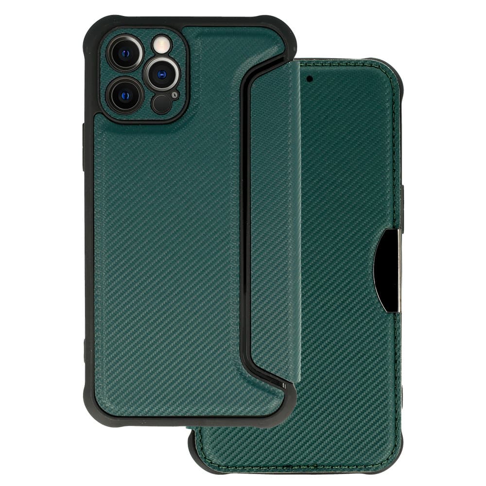 Pouzdro Razor Carbon Book pro Iphone 12 Pro tmavě zelené - náhled 1