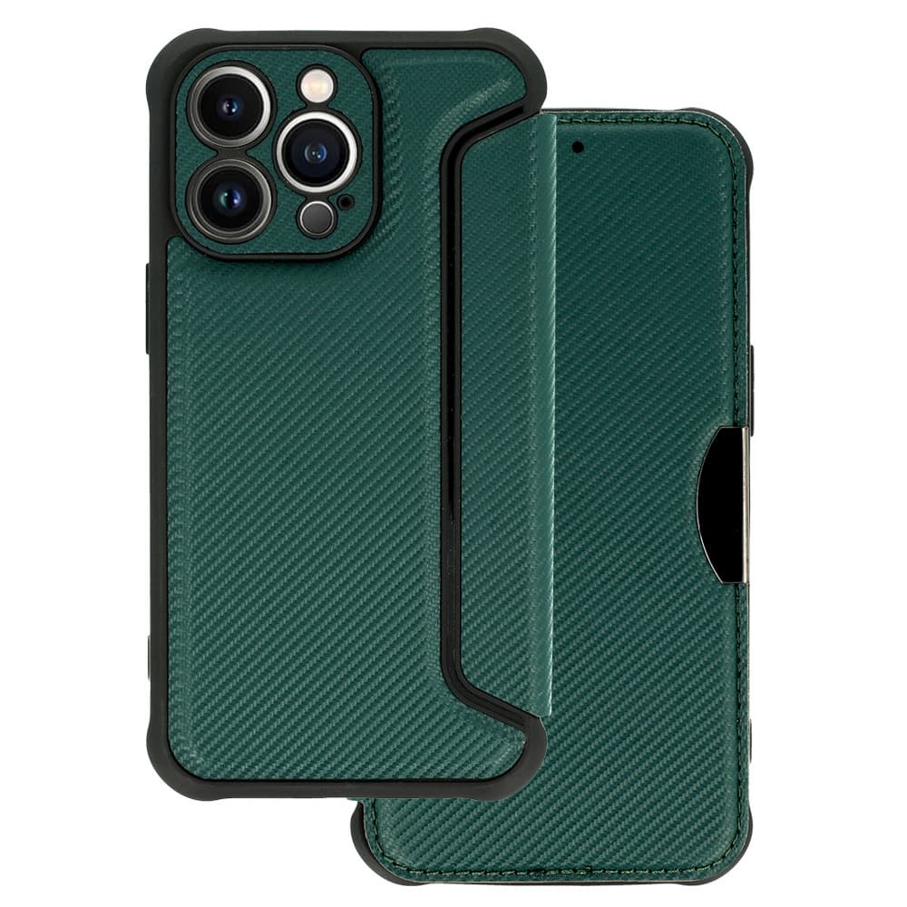 Pouzdro Razor Carbon Book pro Iphone 13 Pro Max tmavě zelené - náhled 1
