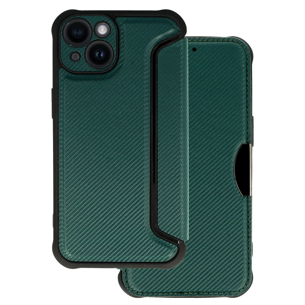 Pouzdro Razor Carbon Book pro Iphone 14 tmavě zelené - náhled 1