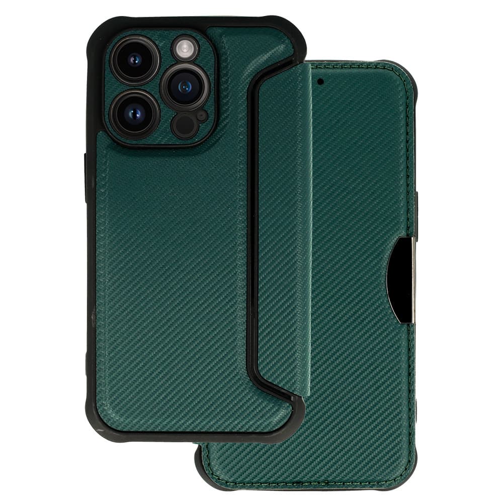 Pouzdro Razor Carbon Book pro Iphone 14 Pro tmavě zelené - náhled 1