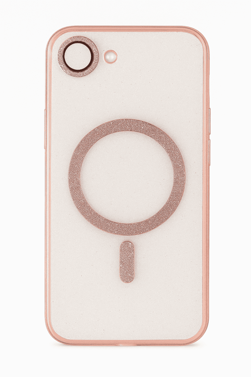 Zadní kryt Glitter Magsafe pro iPhone 16e pink clear