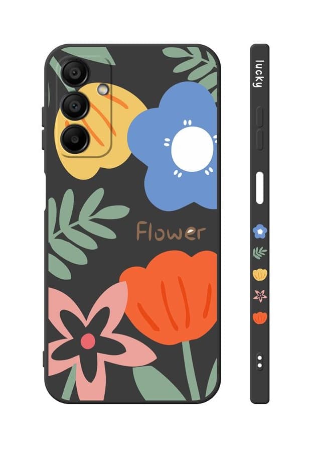 Kryt TopQ Design Samsung A15 Malované květy černý 130709