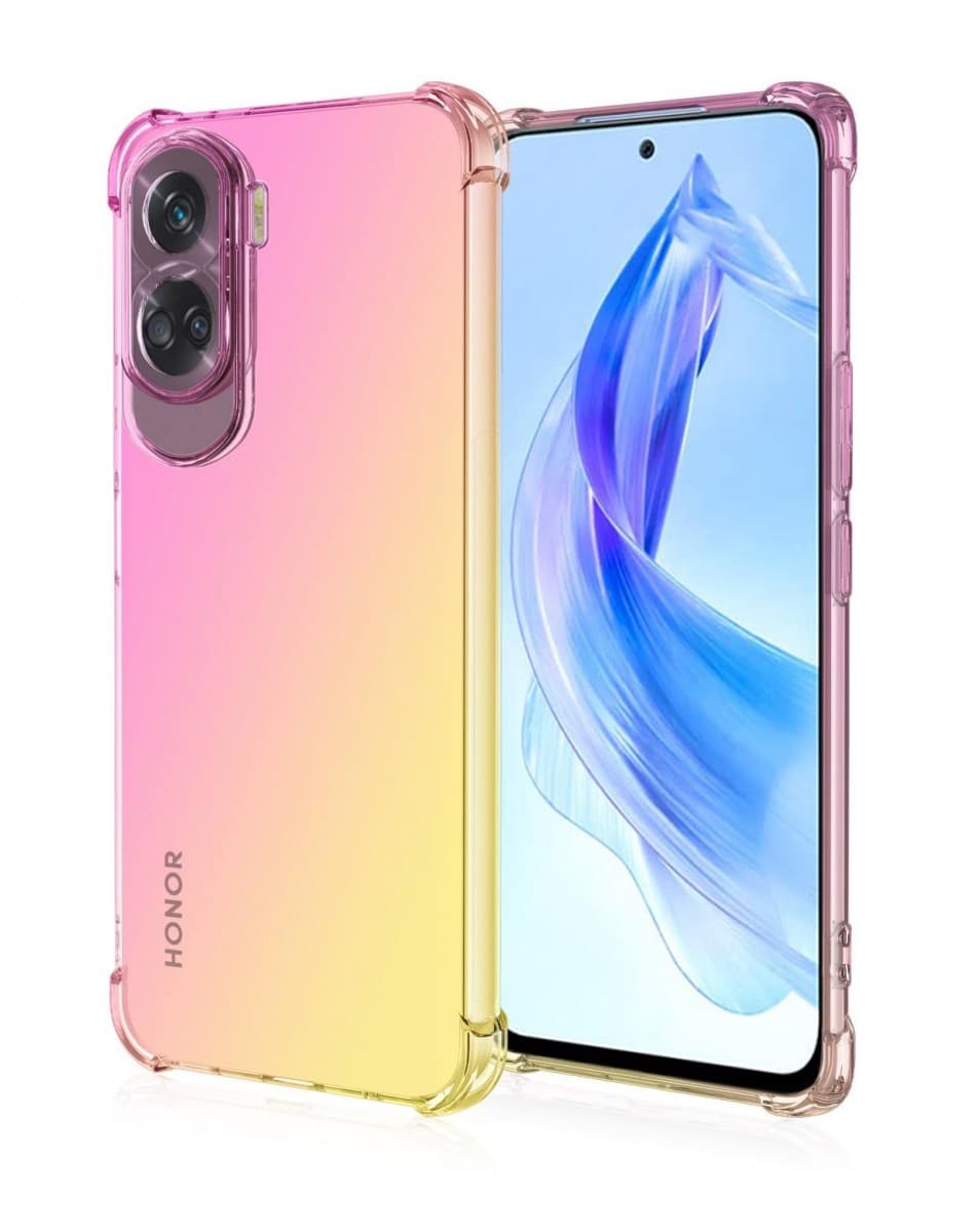 Kryt TopQ Honor 90 Lite 5G Shock duhový růžovo-žlutý 120732