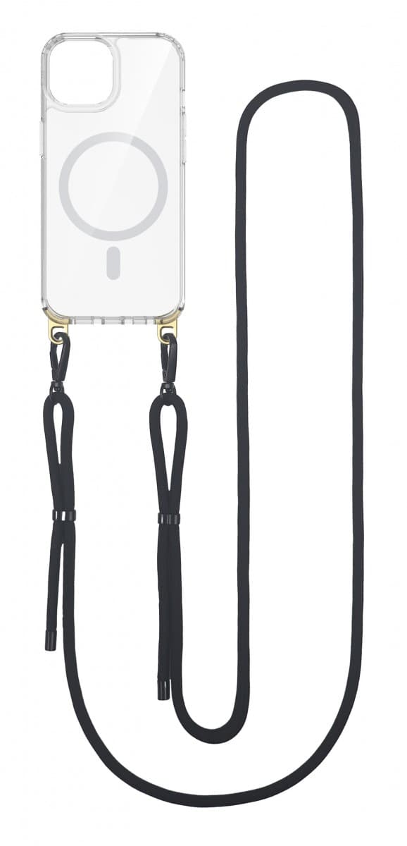 Kryt TopQ Strap Mag iPhone 12 Pro Max s černou šňůrkou průhledný 110939