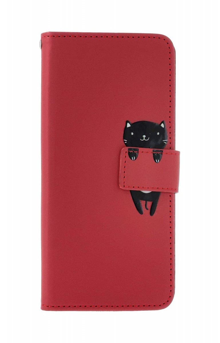Pouzdro TopQ Xiaomi Redmi Note 13 knížkové vínové s kočičkou 131050 - náhled 1