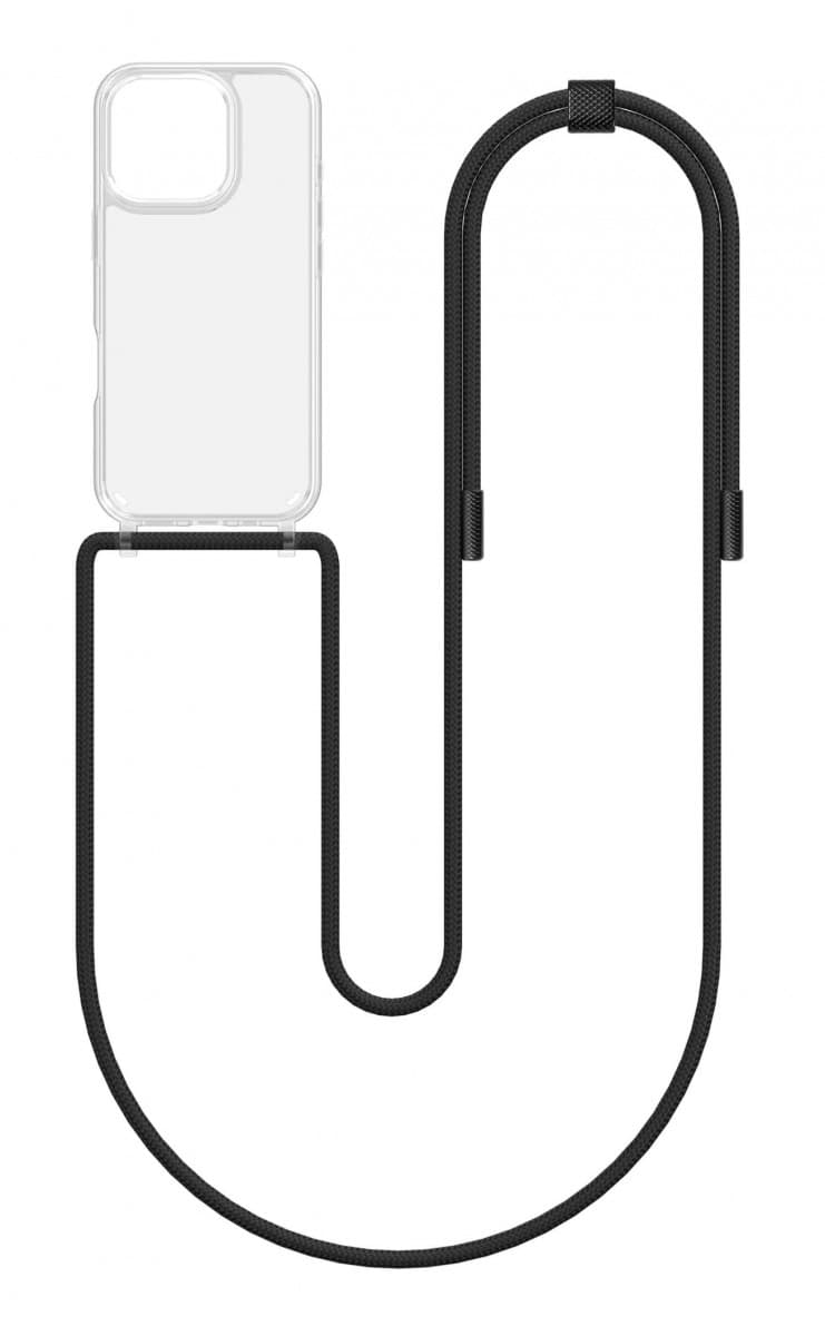 Kryt TopQ Simple iPhone 16 Pro Max s černou šňůrkou průhledný 131094