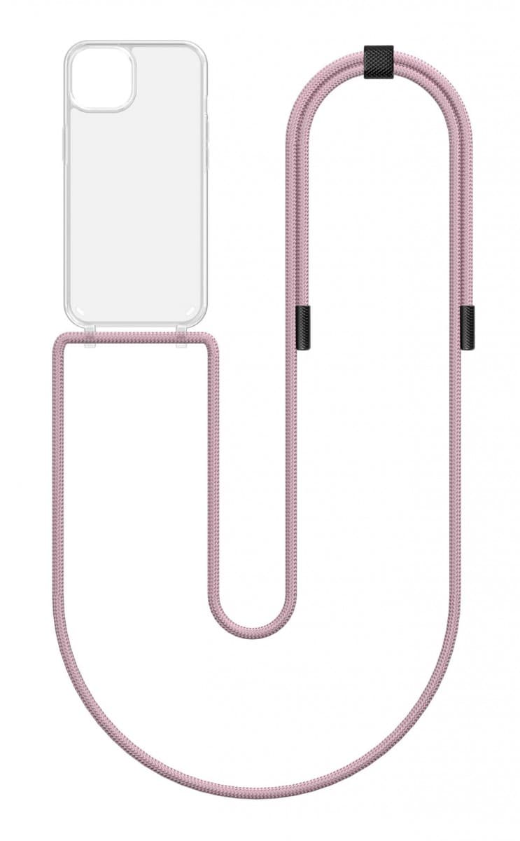 Kryt TopQ Simple iPhone 13 s růžovou šňůrkou průhledný 131097