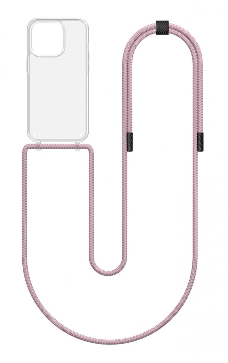 Kryt TopQ Simple iPhone 14 Pro s růžovou šňůrkou průhledný 131112