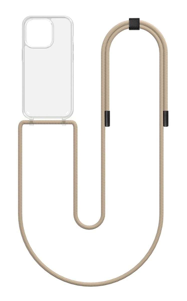 Kryt TopQ Simple iPhone 14 Pro s béžovou šňůrkou průhledný 131127