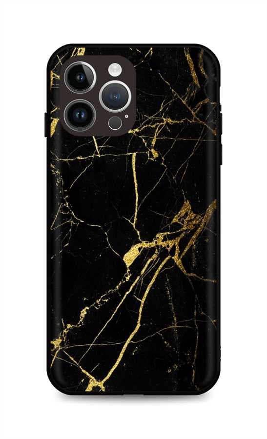 Kryt TopQ LUXURY iPhone 14 Pro pevný Marble černo-zlatý 111288
