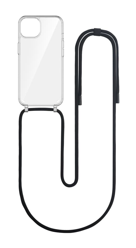 Kryt TopQ Simple iPhone 14 s černou šňůrkou průhledný 111374