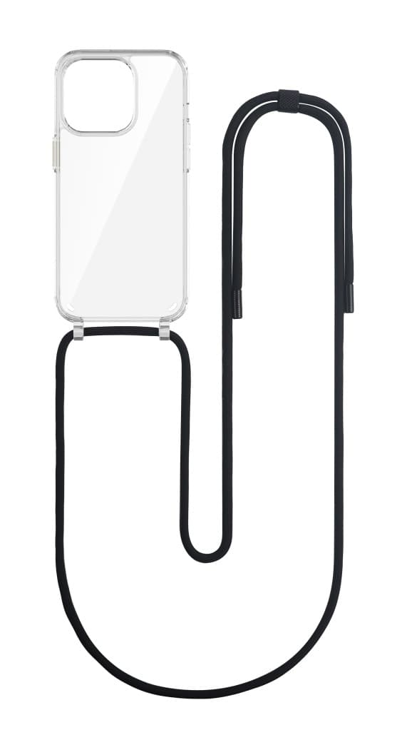 Kryt TopQ Simple iPhone 14 Pro s černou šňůrkou průhledný 111402