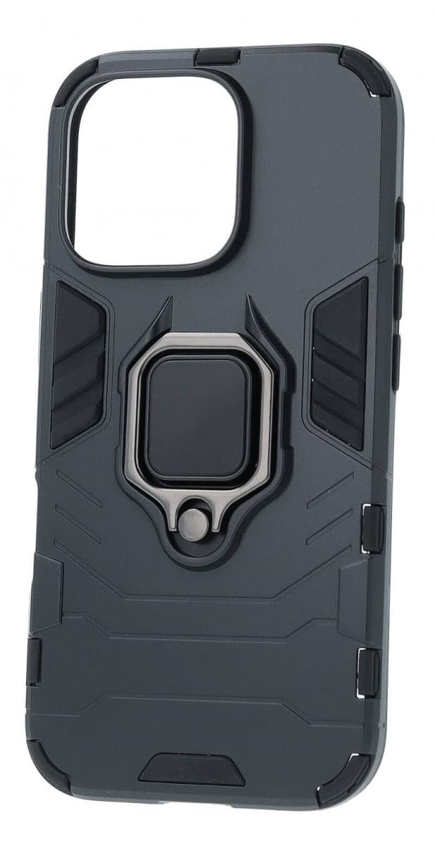 Ultra odolný zadní kryt pro iPhone 16 Pro černý s prstenem