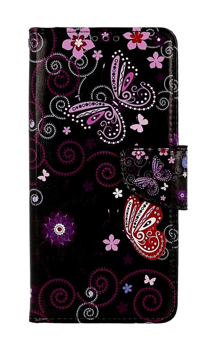 Pouzdro TopQ Design Xiaomi Redmi Note 13 Pro knížkové Fialoví motýlci černý 122070 - náhled 1