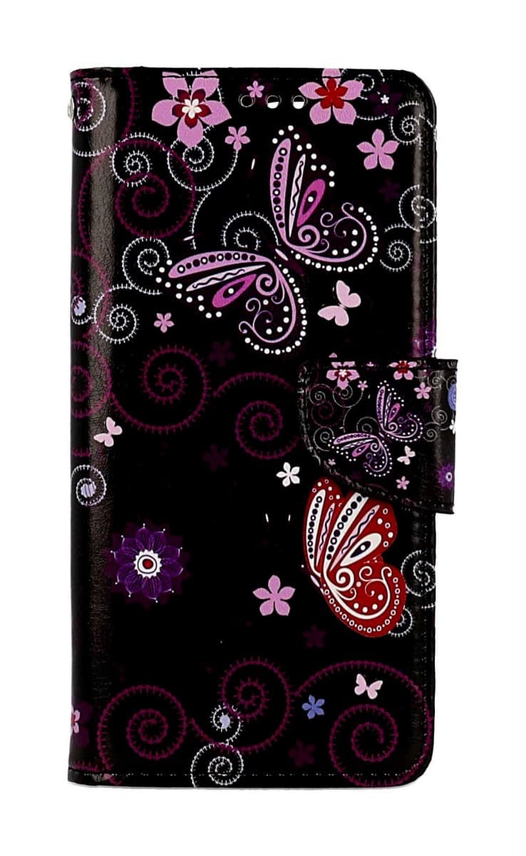Pouzdro TopQ Design Xiaomi Redmi Note 13 knížkové Fialoví motýlci černý 122082 - náhled 1