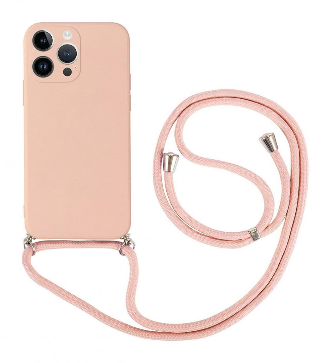 Kryt TopQ iPhone 14 Pro růžový se šňůrkou 92648