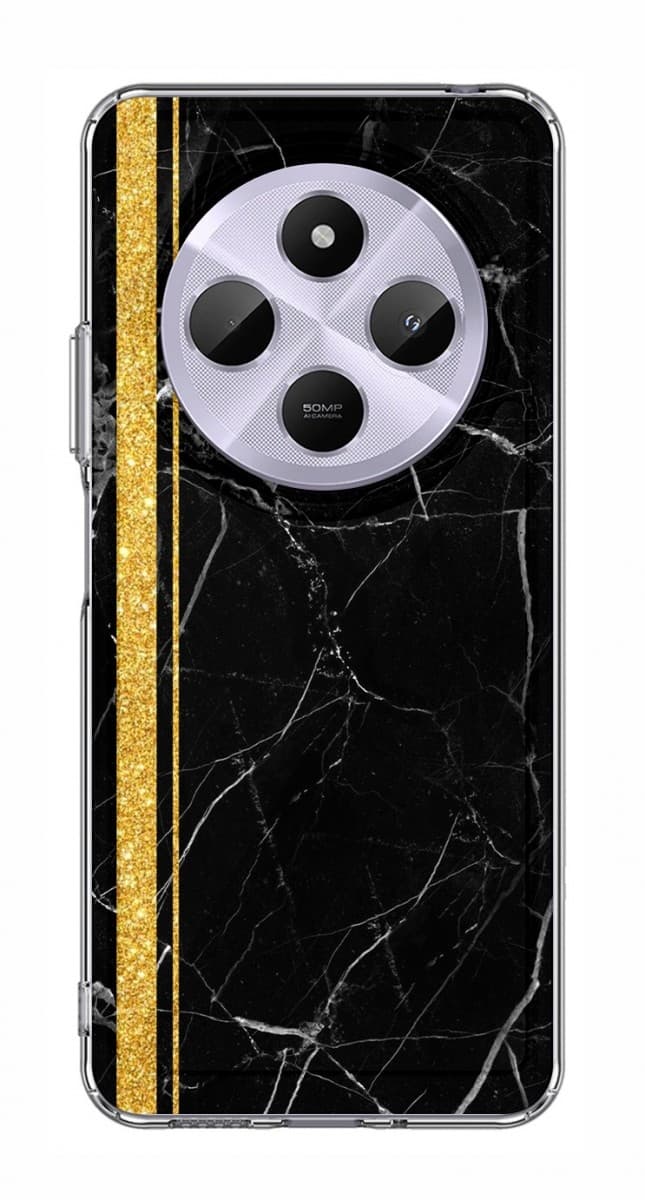 Kryt STYLE TopQ Xiaomi Redmi 14C pevný Mramor černo-zlatý 132677