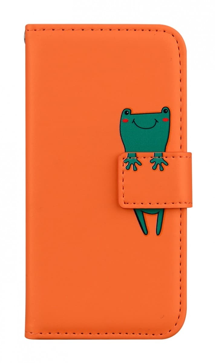 Pouzdro TopQ Xiaomi Redmi 14C knížkové oranžové s žabkou 132682 - náhled 1