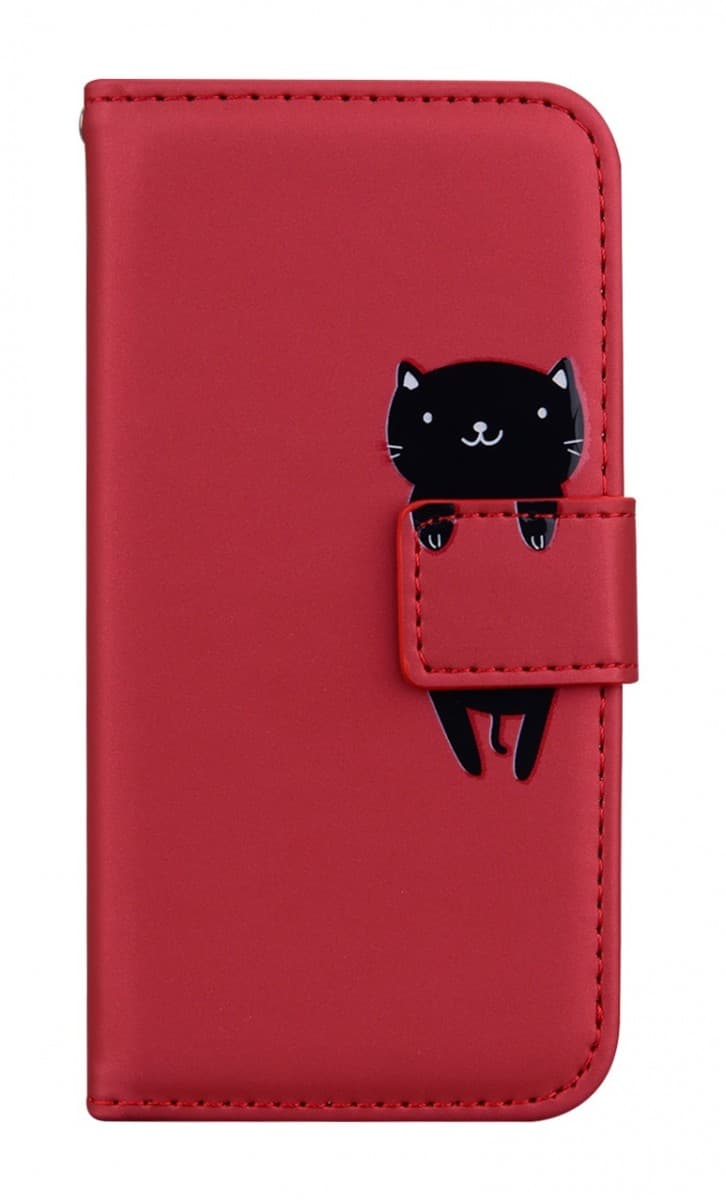 Pouzdro TopQ Xiaomi Redmi 14C knížkové vínové s kočičkou 132684 - náhled 1