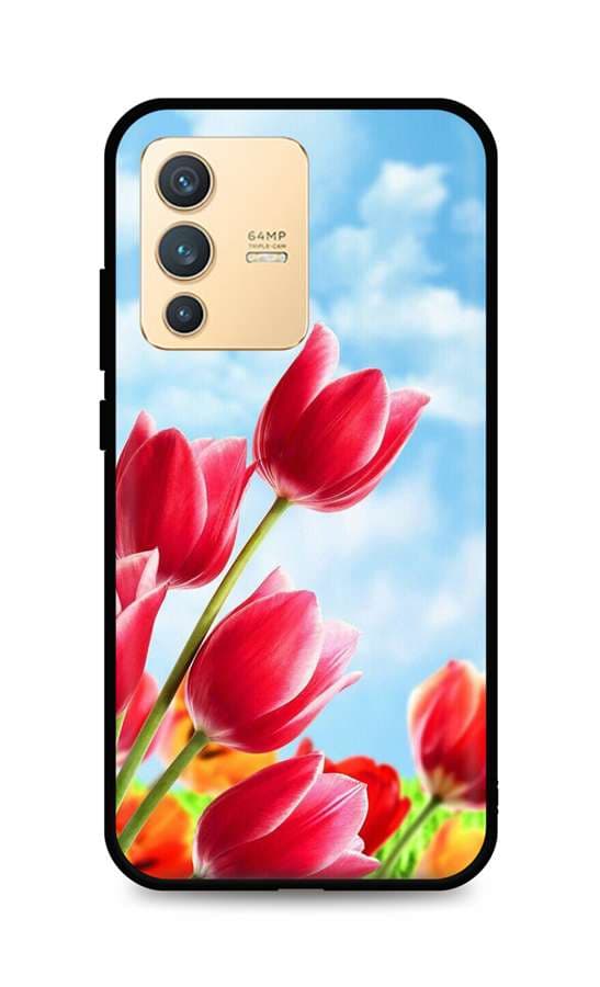 Kryt TopQ Vivo V23 5G silikon Tulips 72818