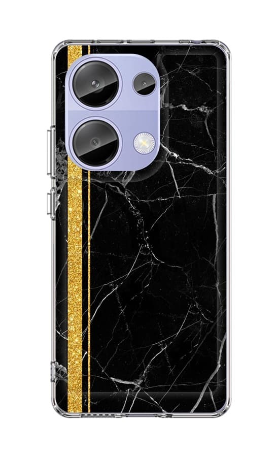 Kryt STYLE TopQ Xiaomi Redmi Note 13 Pro pevný Mramor černo-zlatý 122820