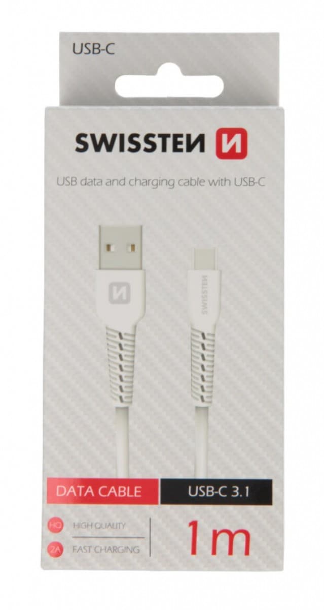 Datový kabel swissten usb / usb-c 1,0 m bílý