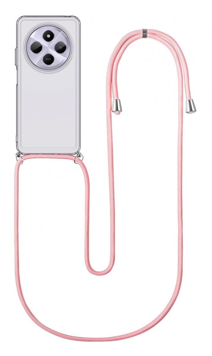Kryt TopQ Xiaomi Redmi 14C s růžovou šňůrkou průhledný 133045