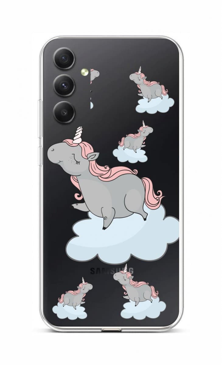 Kryt TopQ Samsung A34 Grey Unicorns 93169