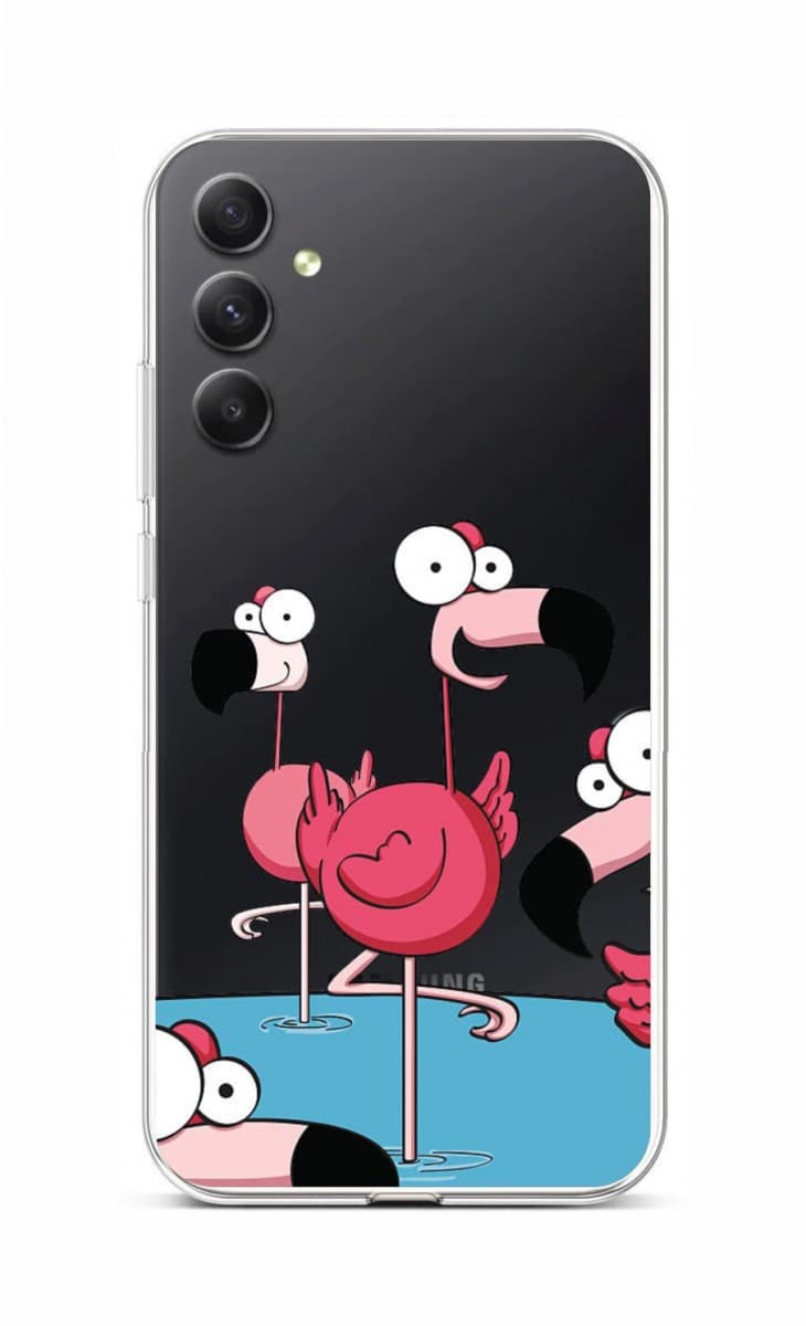 Kryt TopQ Samsung A34 Cartoon Flamingos 93185