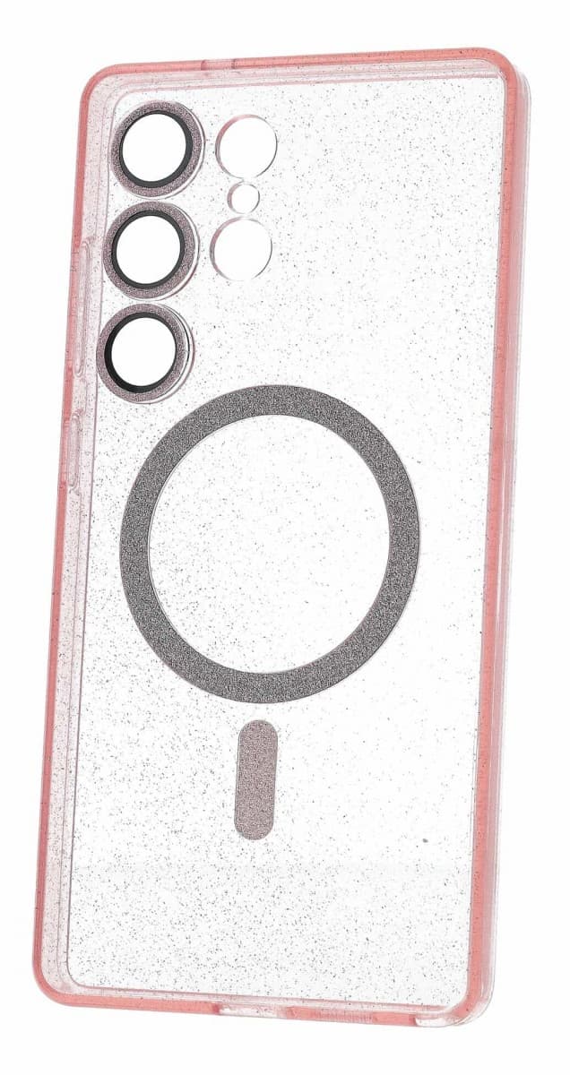 Kryt Glitter MagSafe pro Samsung Galaxy S26 Ultra růžovo-průhledný