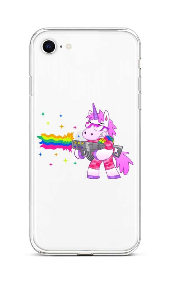 Kryt TopQ iPhone SE 2022 silikon Rainbow Gun 74027