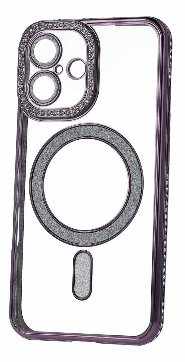 Zadní kryt Bling Magsafe pro iPhone 16 fialový